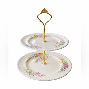 Elegant Floral Two-Tiered Serving Stand